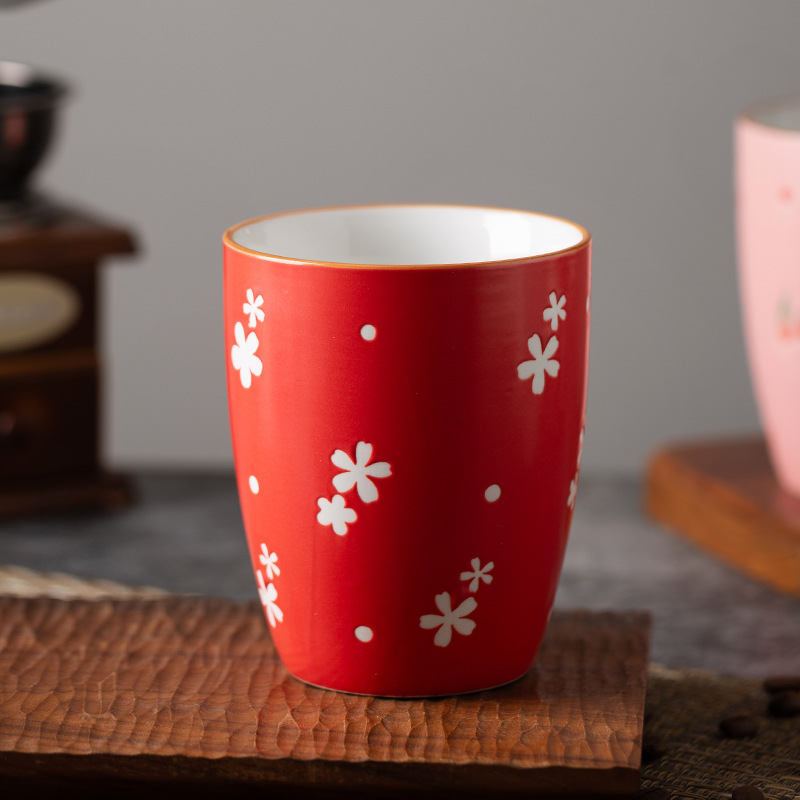 Taza de café casual rosa bonita Taza de bebida de diseño de nicho nórdico Taza de té de alta calidad Cerámica