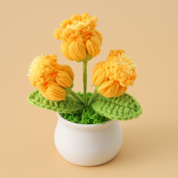 [완성된 작은 흰색 대야] 황금 퍼프 은방울꽃 3개