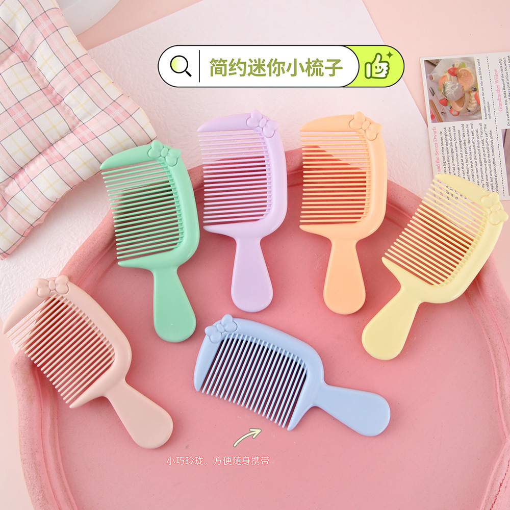 Mini Peine para Cabello con Moño de Plástico Portátil con Mango para Uso Doméstico y Estudiantes