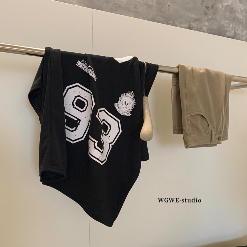WGWE 夏女性アメリカンオールマッチレトロサテンステッチファッションジャージスタイルルーズトップ半袖 Tシャツ W6076