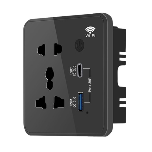 Tuya smart wifi wall touch switch universal socket Type-C+Usb fast charging American, European and British plug