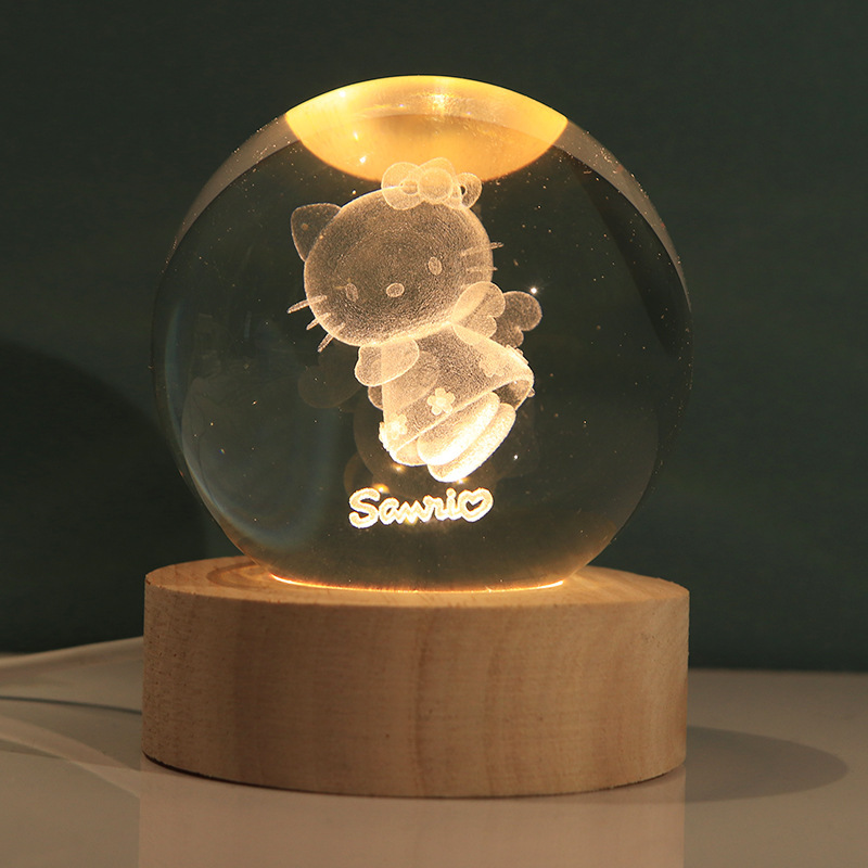 Lámpara decorativa 3D con bola de cristal – figura luminosa de Stitch, regalo creativo y luz nocturna
