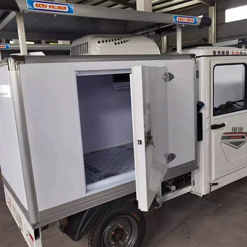 商用新款用于冷藏室储存的太阳能电池板供电燃料隔热冷藏三轮车