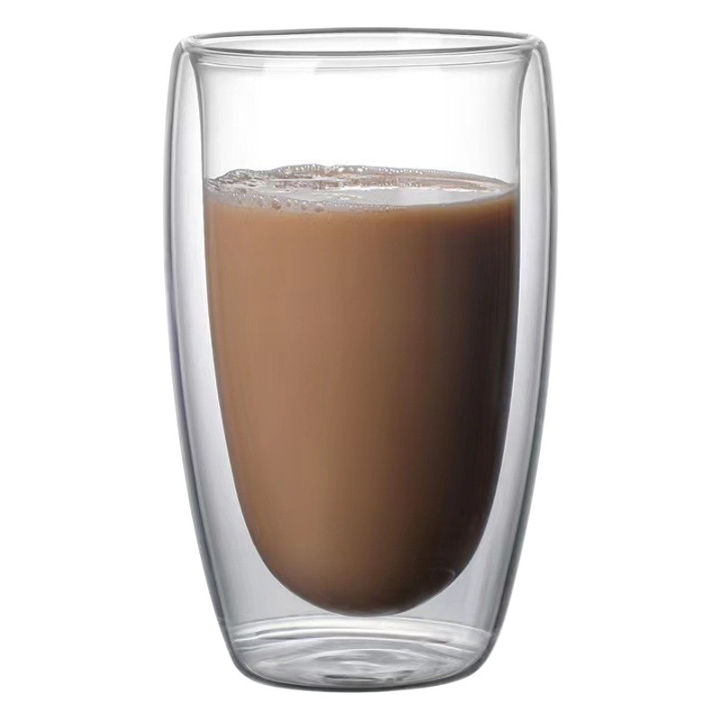 Taza de vidrio de doble capa gruesa, taza en forma de huevo, taza de café aislada para el hogar, taza de agua, taza de jugo, taza de leche, aislada y resistente a altas temperaturas