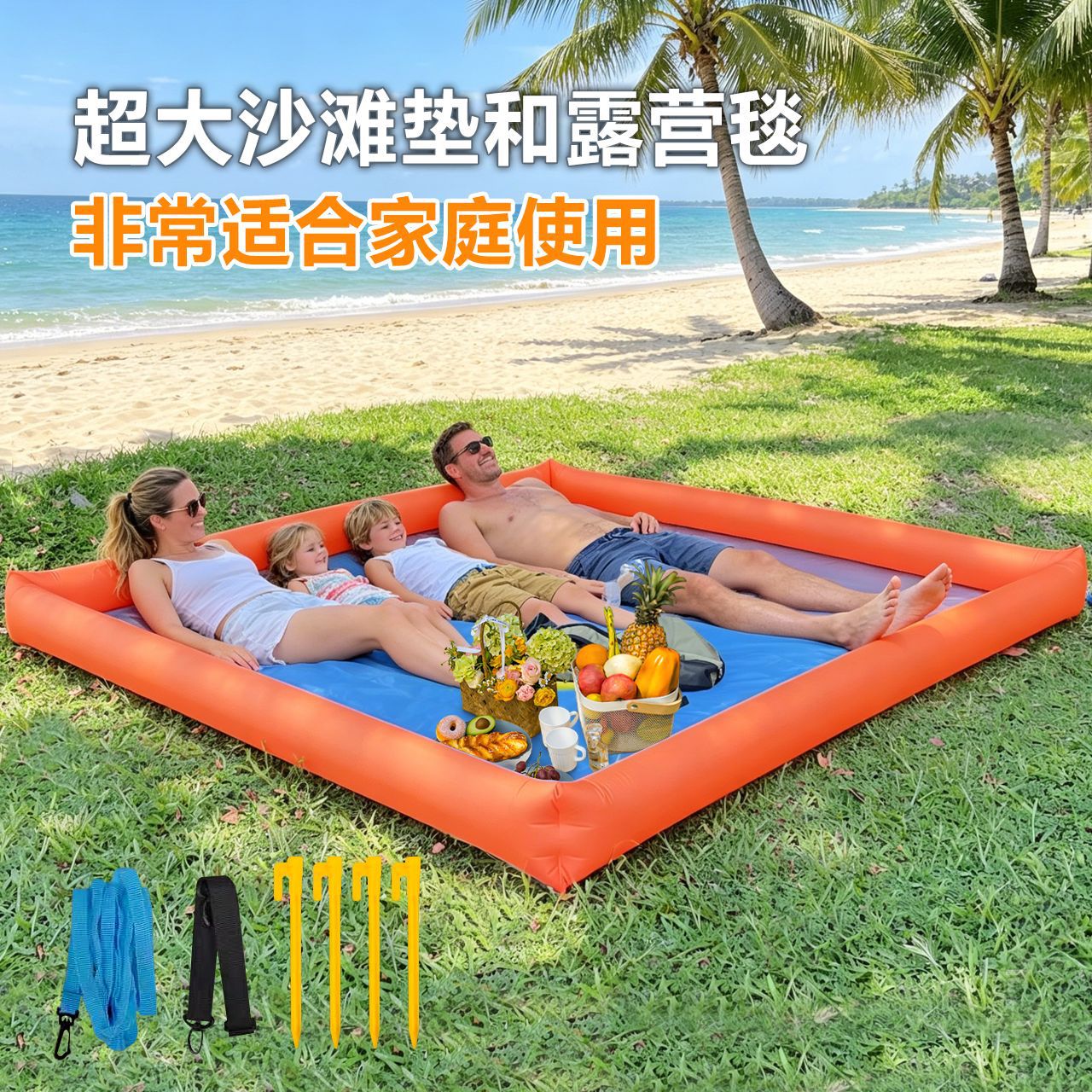 New cross-border wholesale multifunctional outdoor beach mat, seaside inflatable mat, professional beach inflatable mat