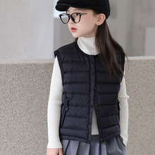 新款儿童轻薄羽绒马甲男童女童深秋冬季保暖内外穿纯色无袖内搭