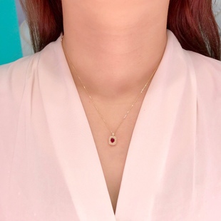 Real gold real diamond wholesale classic best selling perfume bottle style design natural ruby necklace positive color pigeon blood red