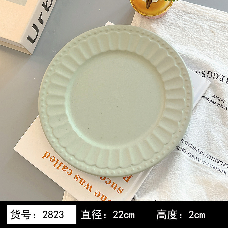 8英寸浅黄色釉下彩植物花卉图案北欧风格汤盘陶瓷餐具 8英寸汤B&|undefined
