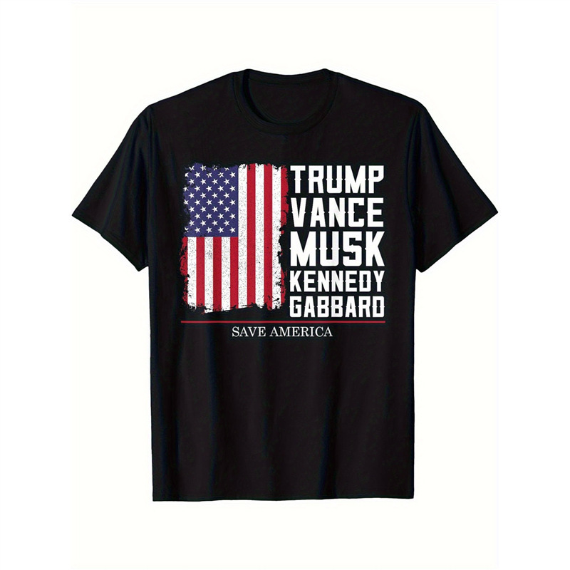 [European Size Cotton t] Men's Patriotic Save America Graphic T-Shirt - Special, Vance, Musk