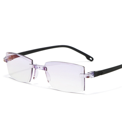 New frameless edge-cut reading glasses for men and women, anti-blue light, 100 degrees to 700 degrees, automatic zoom reading glasses