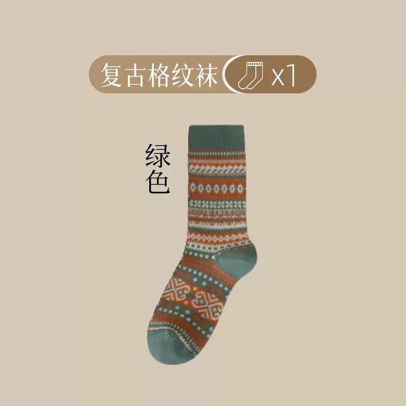 外贸跨境袜子代发女秋冬季堆堆袜日系复古中筒长袜民族风美拉德色|undefined