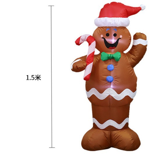 En stock 1,5 m sombrero de Navidad pequeña muleta hombre de pan de jengibre modelo inflable decoraciones de Navidad suministros de Navidad modelo inflable