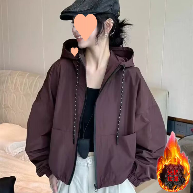 Cotton Thickened Drawstring Jacket European 2024 Early Autumn New European Casual Loose Style Top