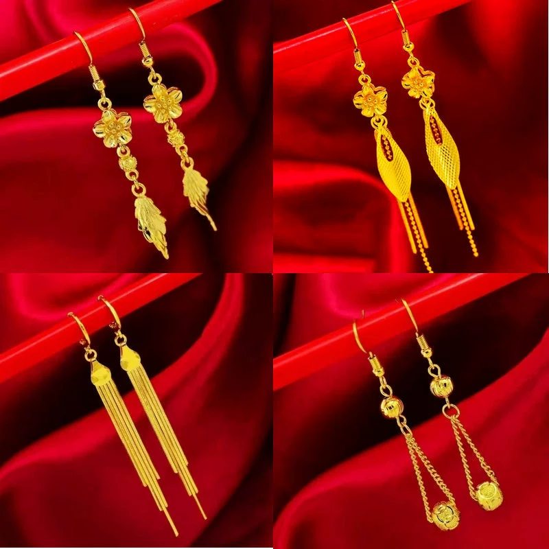 Серьги в стиле Xiaohongshu с цветочными кисточками для женщин, модные свадебные серьги, праздничные серьги с листьями, серьги-крючки, длинные серьги.