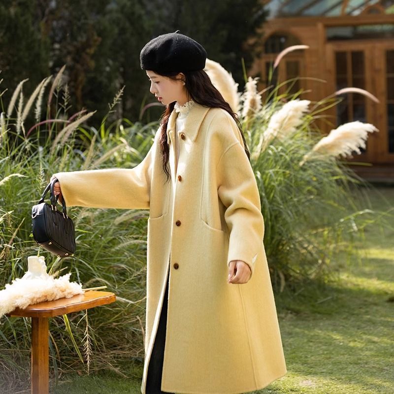 2025 Off-Season Special Promotion Hot Style Korean Women's Double-Sided Wool Mid-Length Slimming Look Double-Sided Wool Coat Trendy