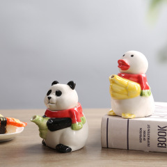 可愛卡通小熊貓陶瓷醬油瓶餐廳商用小黃鴨子調味瓶家用醋壺調味罐