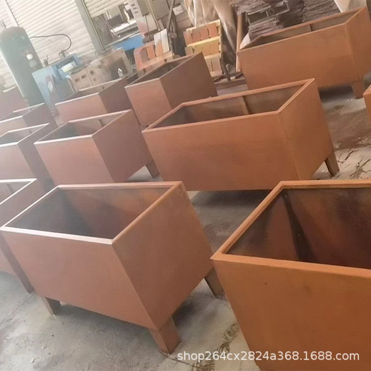耐候钢花池花箱 Q235NH耐候锈板种植箱花池 耐候钢种植池花箱厂家