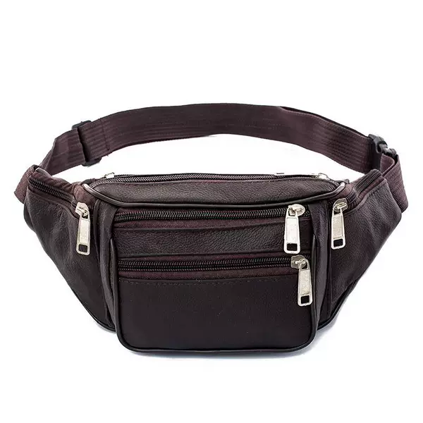 Cross-Border Wholesale New Style Cowhide Waist Bag Waterproof Travel Outdoor Pu Leather Chest Bag Wear-Resistant Large Capacity Mobile Phone Crossbody Bag