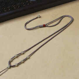 简约吊坠挂绳男女款可伸缩黑红绳子玛瑙玉佩黄金挂件项链坠绳批发