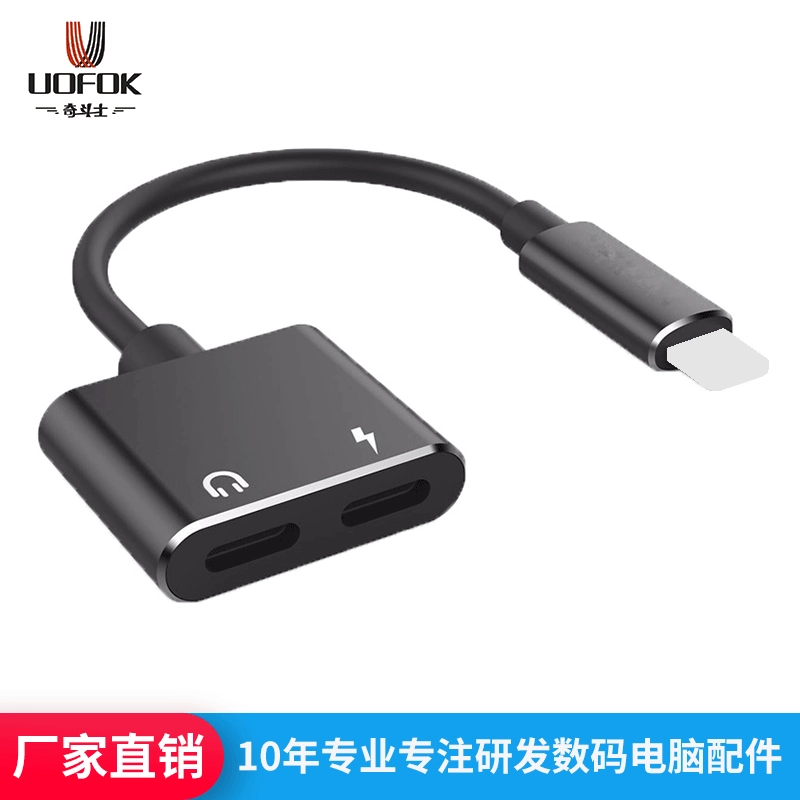 Подключаемый к Apple iPhone X/ iPhone 14/ XR/ XS двойной Lightning наушники аудио переходной кабель конвертации для iOS14