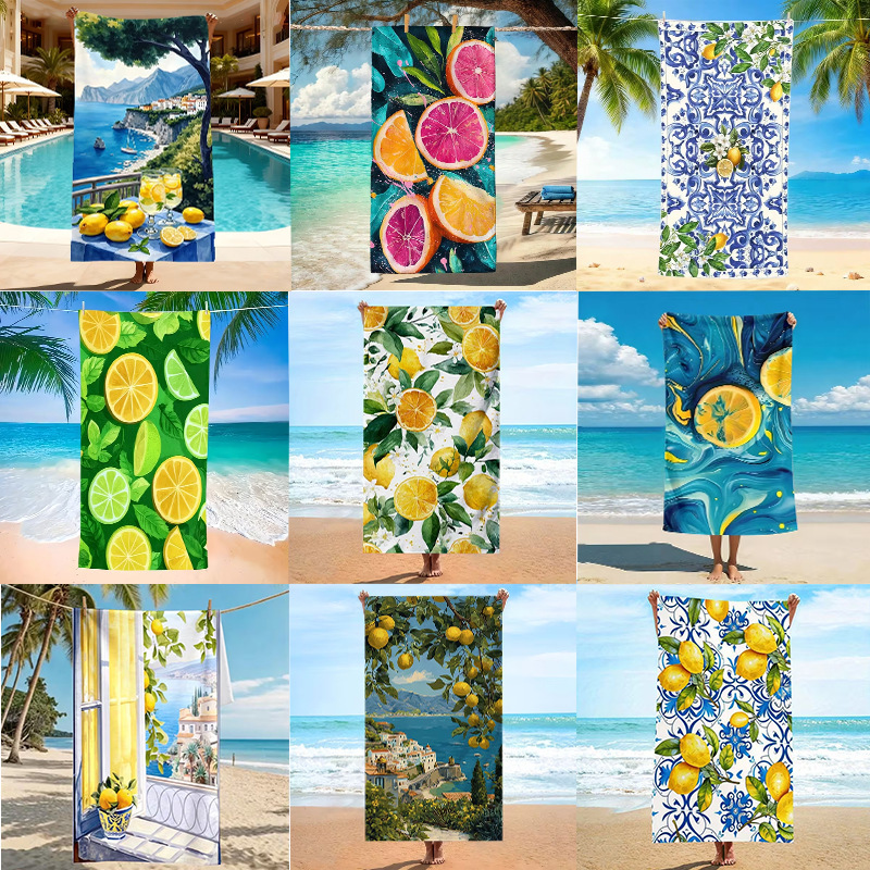 Cross-Border Best-Selling Lemon Beach Towel Digitally Printed Quick-Drying Swimming Towel Summer Camping Beach Sports Towel