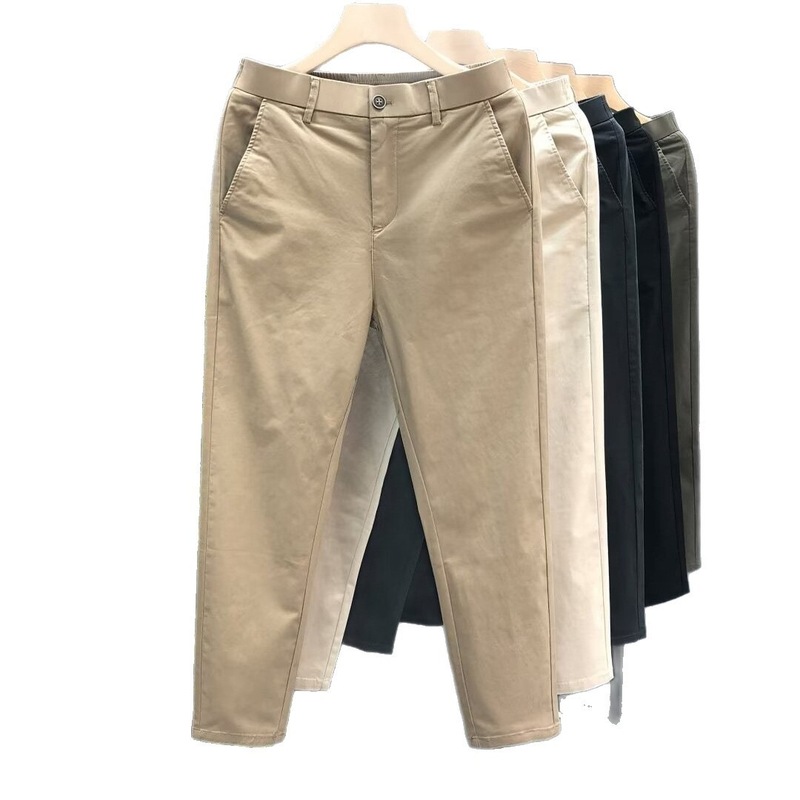 メンズ夏のシンプルカジュアルパンツ、薄手の綿の小さなストレートパンツ、メンズビジネス9点パンツ、新しいスタイルのズボン|undefined