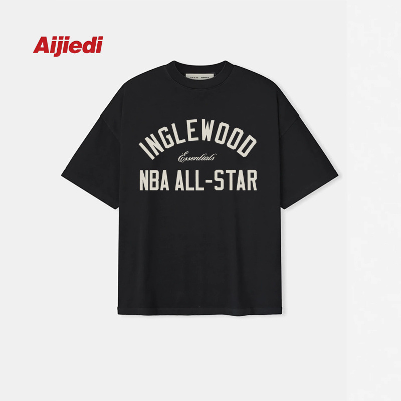 Essentials American Niche Fashion Brand Semi-Arc All-Star Letter Loose Cotton Short T-Shirt Summer Unisex Style