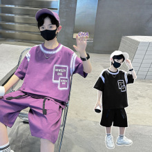男童夏装短袖T恤套装新款中大童夏季儿童夏款男孩中裤两件套