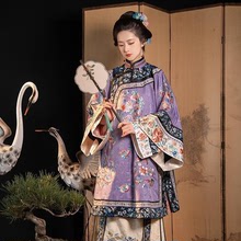 仿晚清古董衣花月遥玉复古风演出衣重工仿宽袖商用服装秀场印花