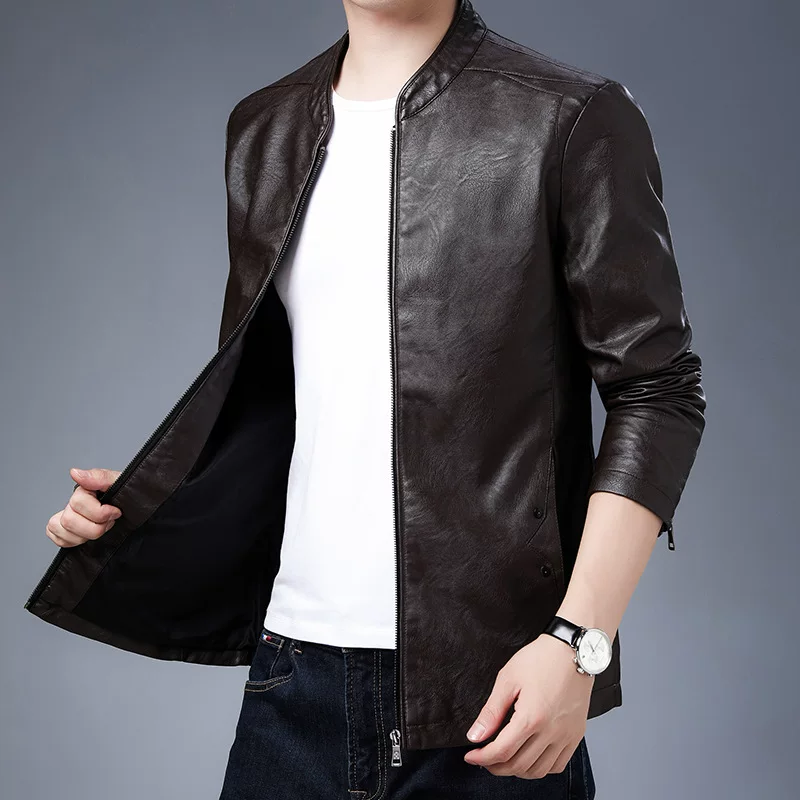 Demi-season fashionable polyurethane jacket for leisure, Korean style