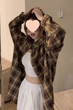 衬衫日系薄款春秋新款复古百搭格子长袖显瘦设计外套时尚上衣