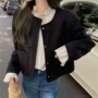 压褶立领气质黑色衬衫