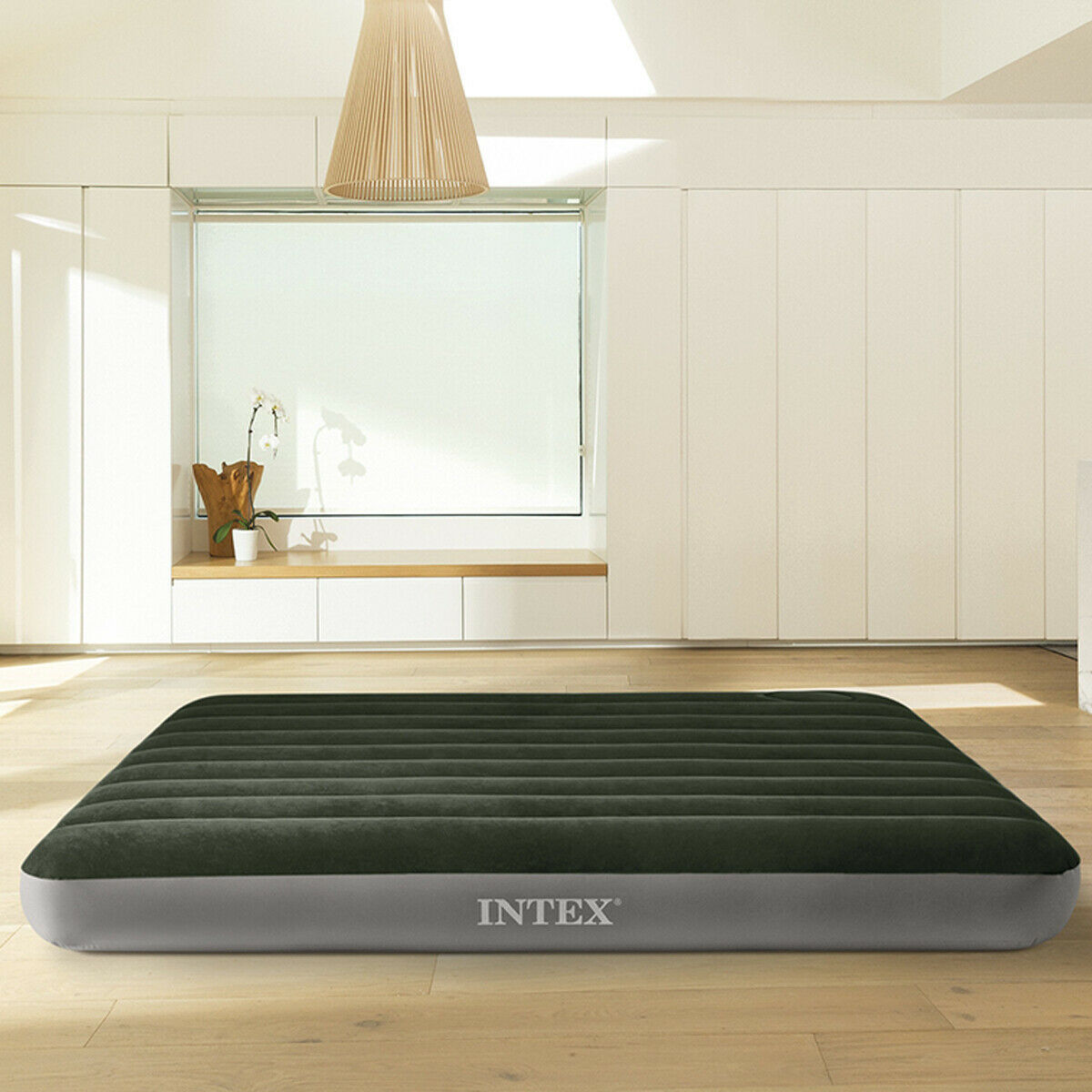 Intex64106 flocado PVC engrosada solo doble colchón inflable engrosada hogar acampar al aire libre colchón inflable