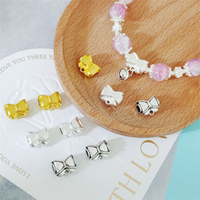 蝴蝶结三通合金古银隔珠大孔蝴蝶结挂坠手链串珠diy藏银手串配珠