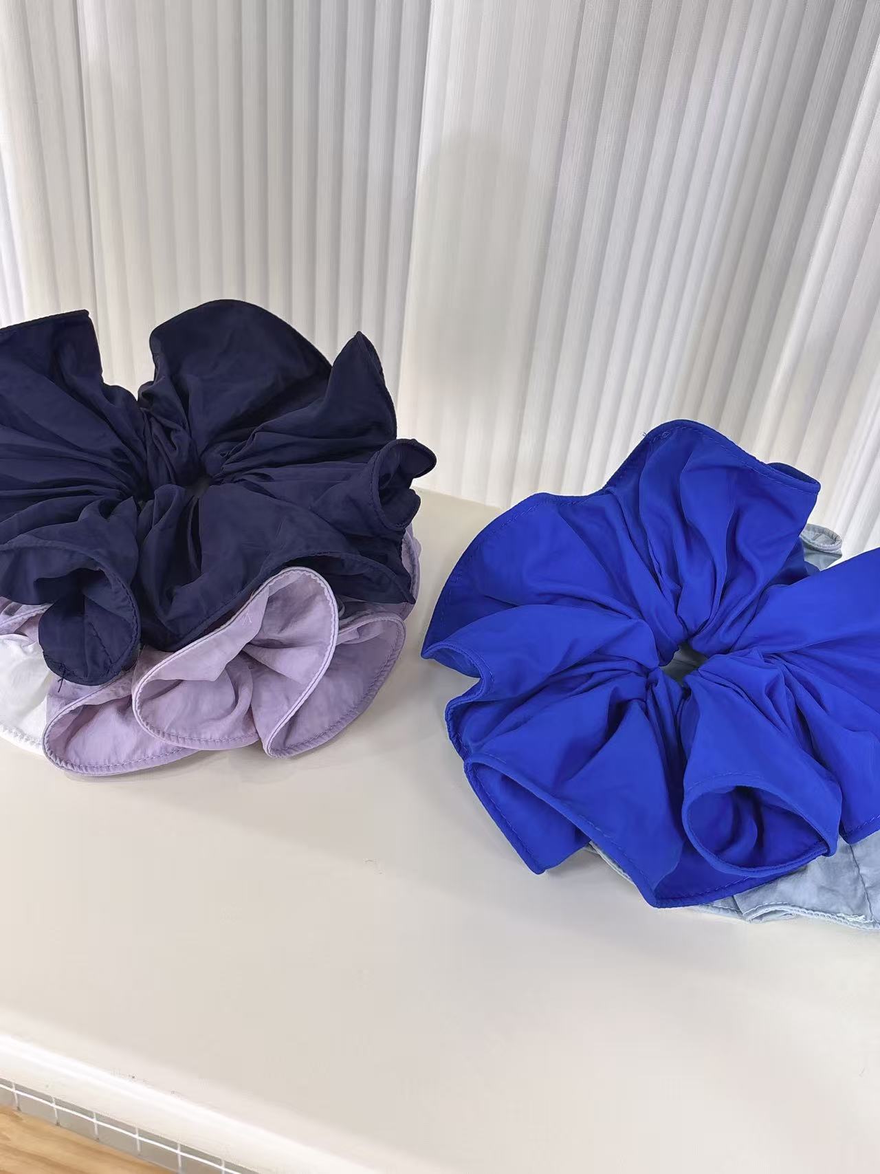 Super Brightening~ Klein Blue Morandi Color Series Simple Solid Color Pleated Large Hair Tie Fashionable Niche Hair Rope