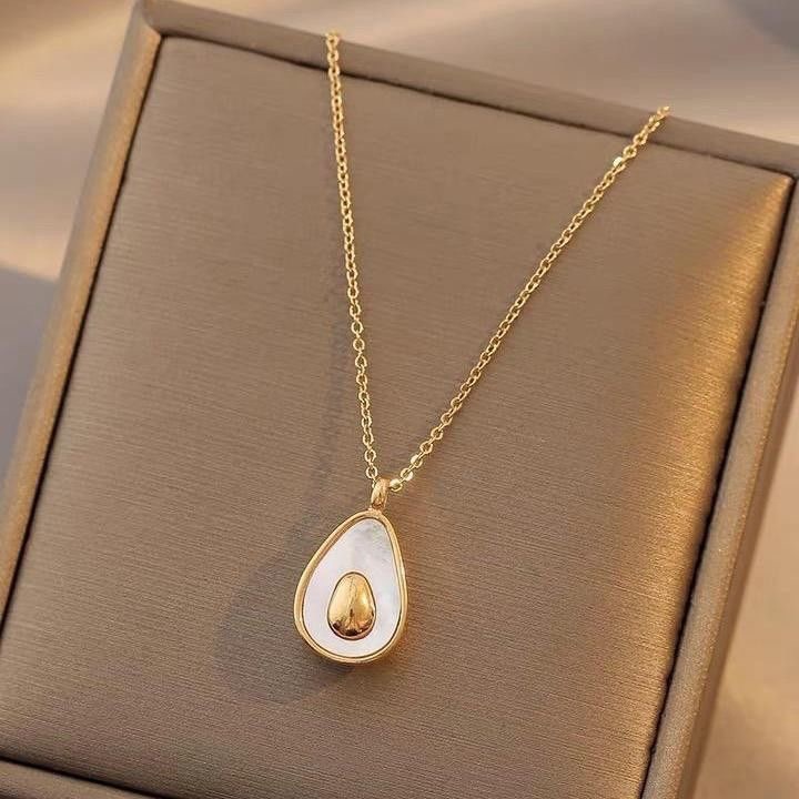 11g Weight Shell Inlay Material Pendant Necklace Classification cable chain Chain Type Casual Simple Style Avocado Titanium Steel Plating Inlay Shell Pendant Necklace