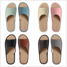 亚麻拖鞋男室内家居地板牛筋底防滑真皮拖鞋牛皮四季透气不臭脚