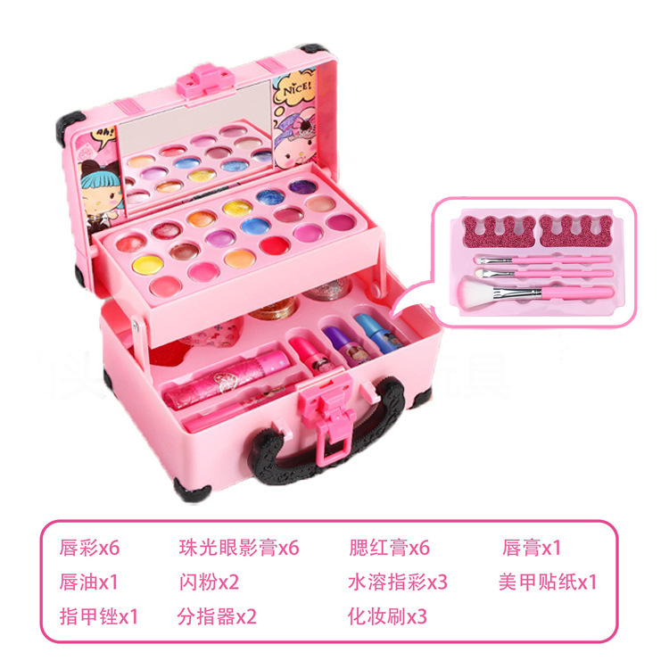 Niña princesa cosméticos para niños casa lápiz labial blush caja de maquillaje esmalte de uñas juguetes al por mayor puzzle