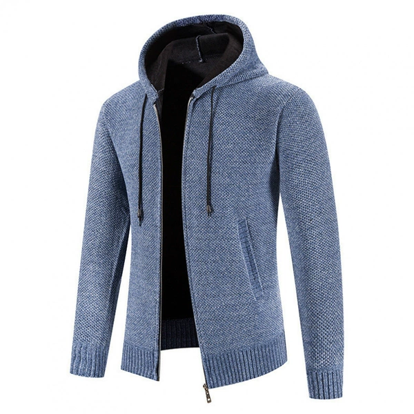 With hood, blue