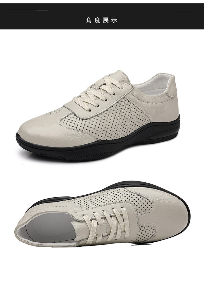 Giày da lỗ nam da bò lớp đầu, đế mềm chống trượt, thoáng khí, kiểu sneaker thể thao — Giày bệt GX màu trắng kem 88332, Giày bệt GX màu đen 88332 chi tiết 27
