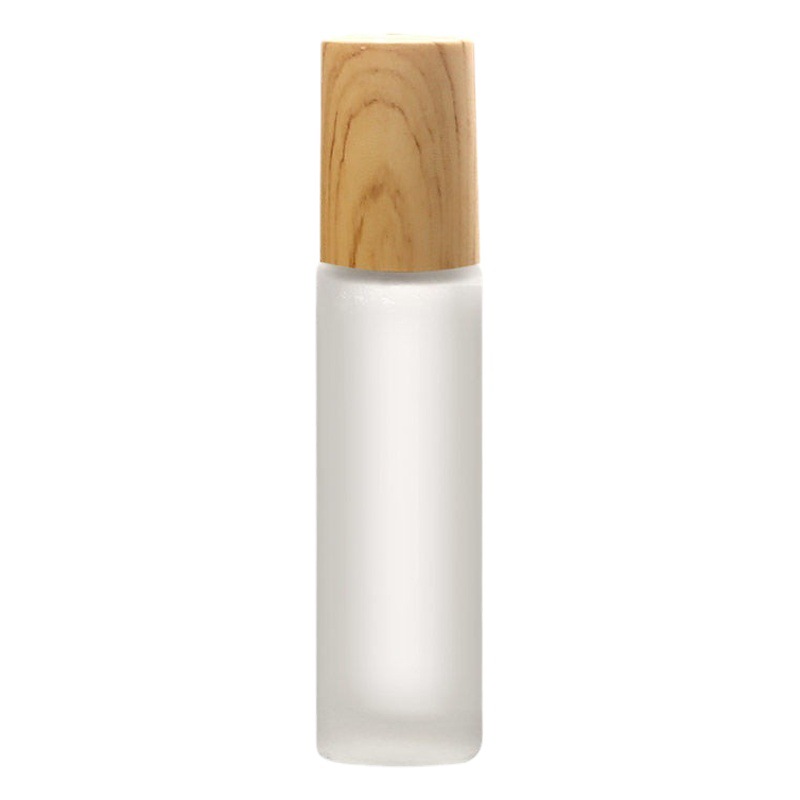 En stock botella de bola de rodillo de grano de madera 10ml de vidrio sub-botella de perfume sub-botella de aceite esencial botella de bolas de perfume de 5ml