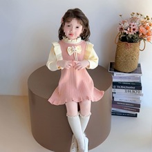 女童针织毛衣连衣裙秋装2025韩版儿童新款洋气时髦宝宝公主连衣裙