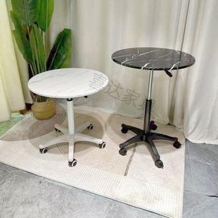 Modern Simple Small Round Table with Pulley Household Balcony Sofa Bed Side Computer Office Movable Lifting Small Round Table
