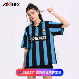 足球服定制潮牌复古球衣球迷看比赛服印花运动短袖男女球服美式