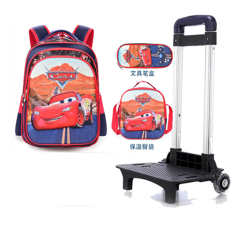 Export Trolley Mochila mochila con luz en la parte posterior para estudiantes de primaria de grado 1-6 nueva mochila de nailon de gran capacidad para subir escaleras