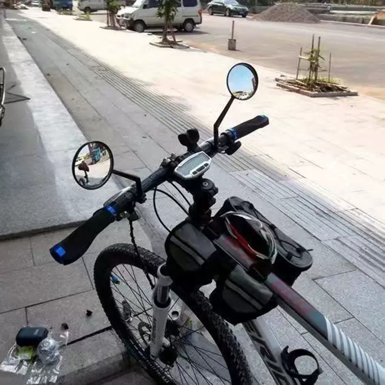 电动车玻璃长柄后视镜自行车电瓶车反光镜踏板车观后镜凸面高清镜