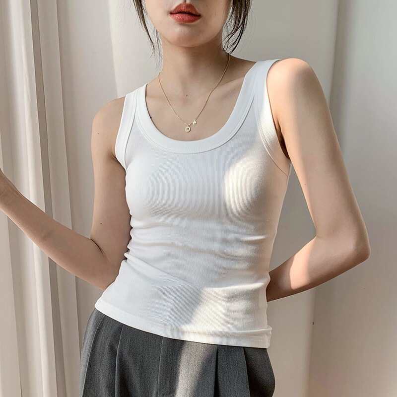 Douyin White Knitted Vest for Women in Summer with Sleeveless Sling Inside, Sexy Slimming Look Outer Short Top