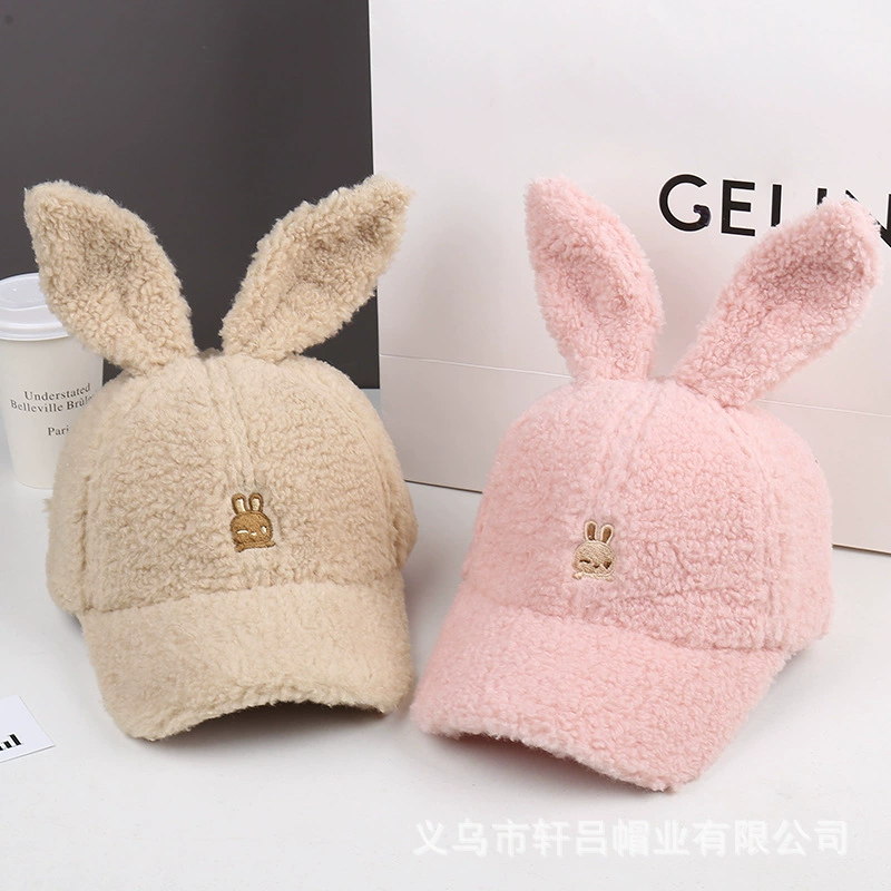 Cute demi-season velvet keep warm baseball cap, Korean style, with embroidery
