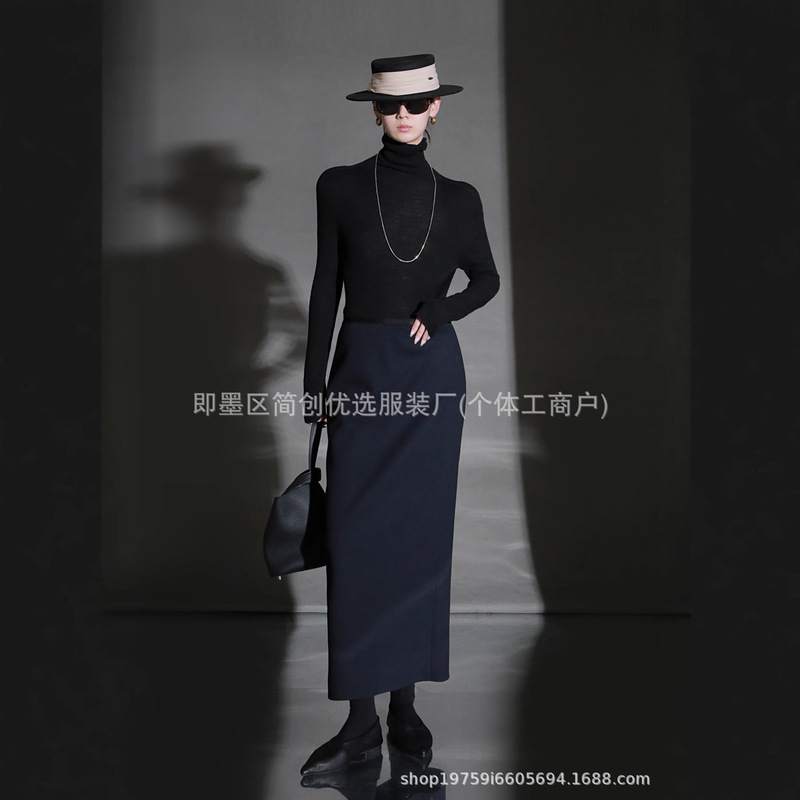 Autumn and Winter New Style Lazy Style Draped Skirt Mulberry Silk Acetate Cashmere Pure Color Simple Knitted Long Skirt for Women Autumn and Winter New Style Lazy Style Draped Skirt Mulberry Silk Acetate Cashmere Pure Color Simple Knitted Long Skirt for Women
