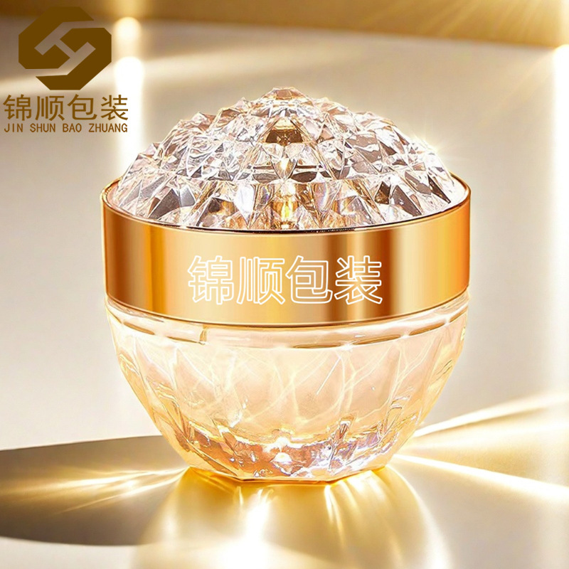 现货30ml透明钻石面霜瓶 50g贵妇膏空瓶 水晶钻面素颜霜玻璃空瓶